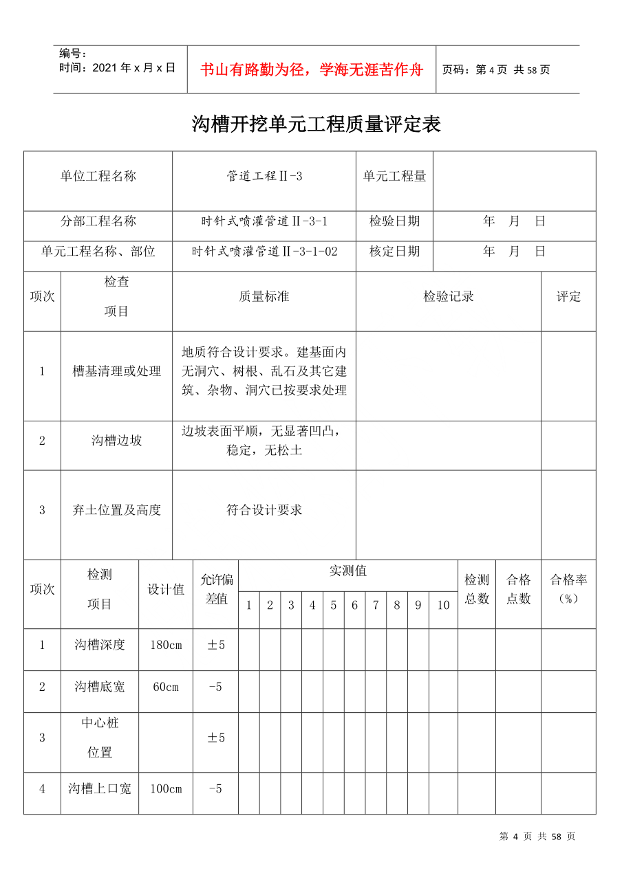 沟槽开挖单元工程质量评定表_第4页