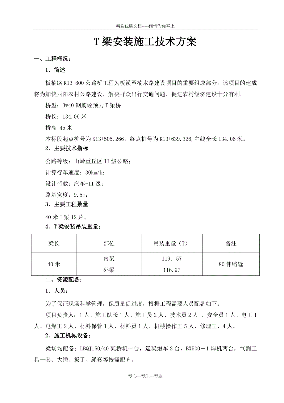 T梁安装施工技术方案要点_第1页