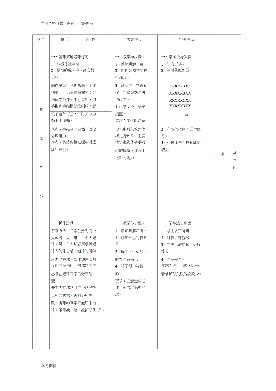 七年级篮球基本技术运球体育课教案优质课_第4页