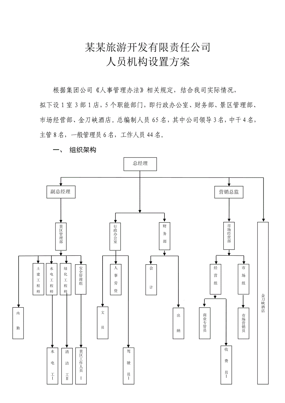 某某旅游开发公司组织架构_第1页