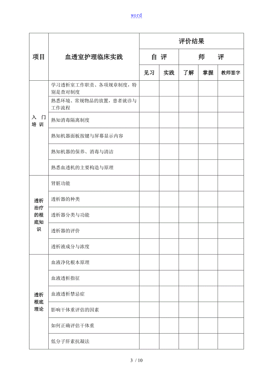 血透室新护士培训记录簿手册簿rg_第3页