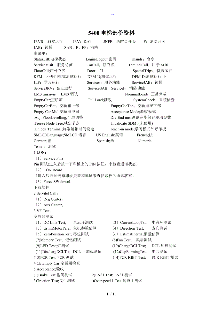 迅达部分调试全全资料说明书_第1页