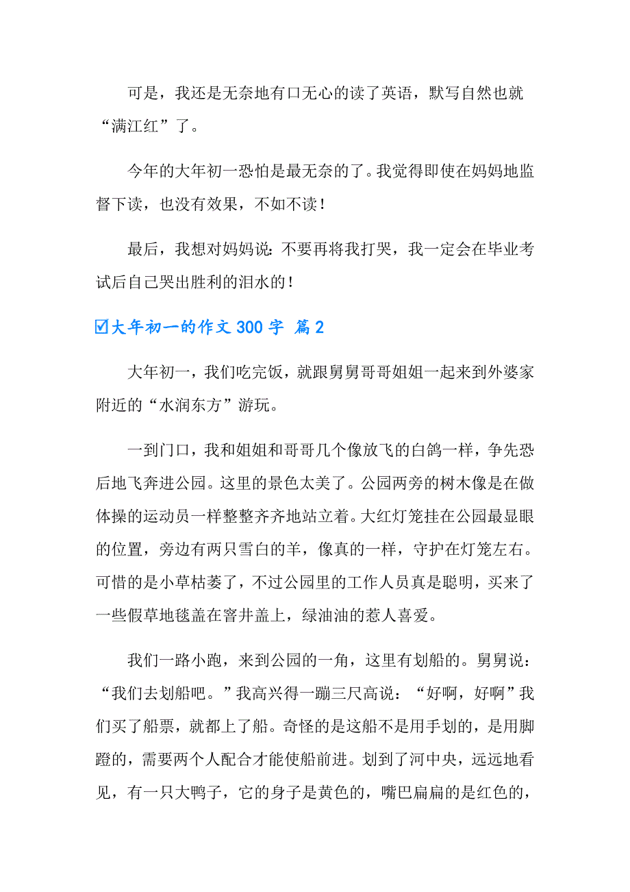 【精选汇编】2022大年初一的作文300字汇编9篇_第2页