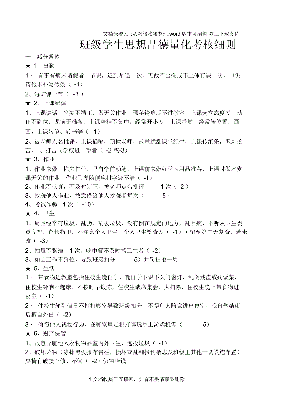 班级学生思想品德考核细则_第1页