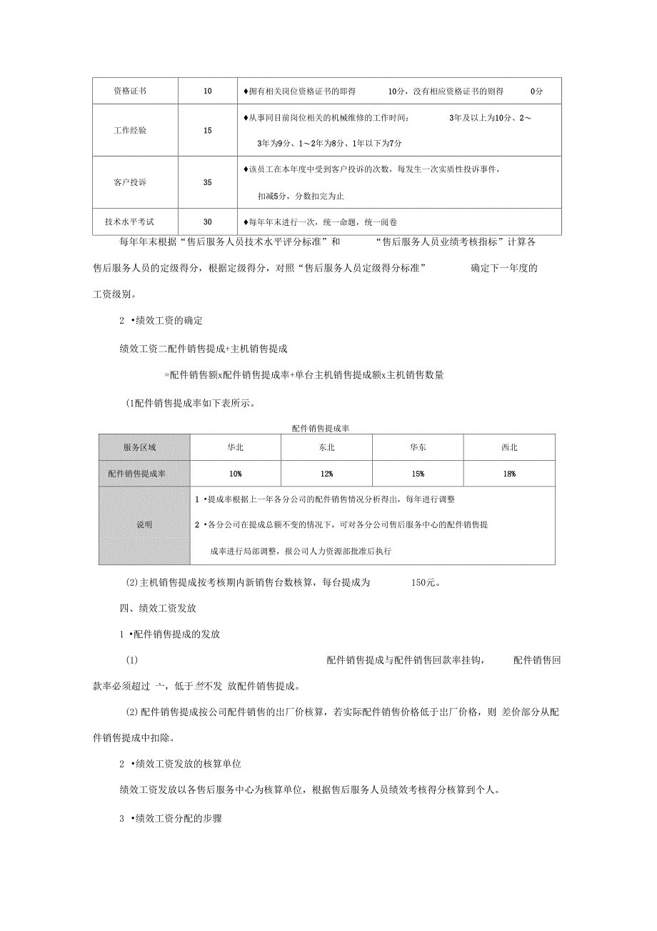 电器售后维修服务提成方案(附表)_第2页