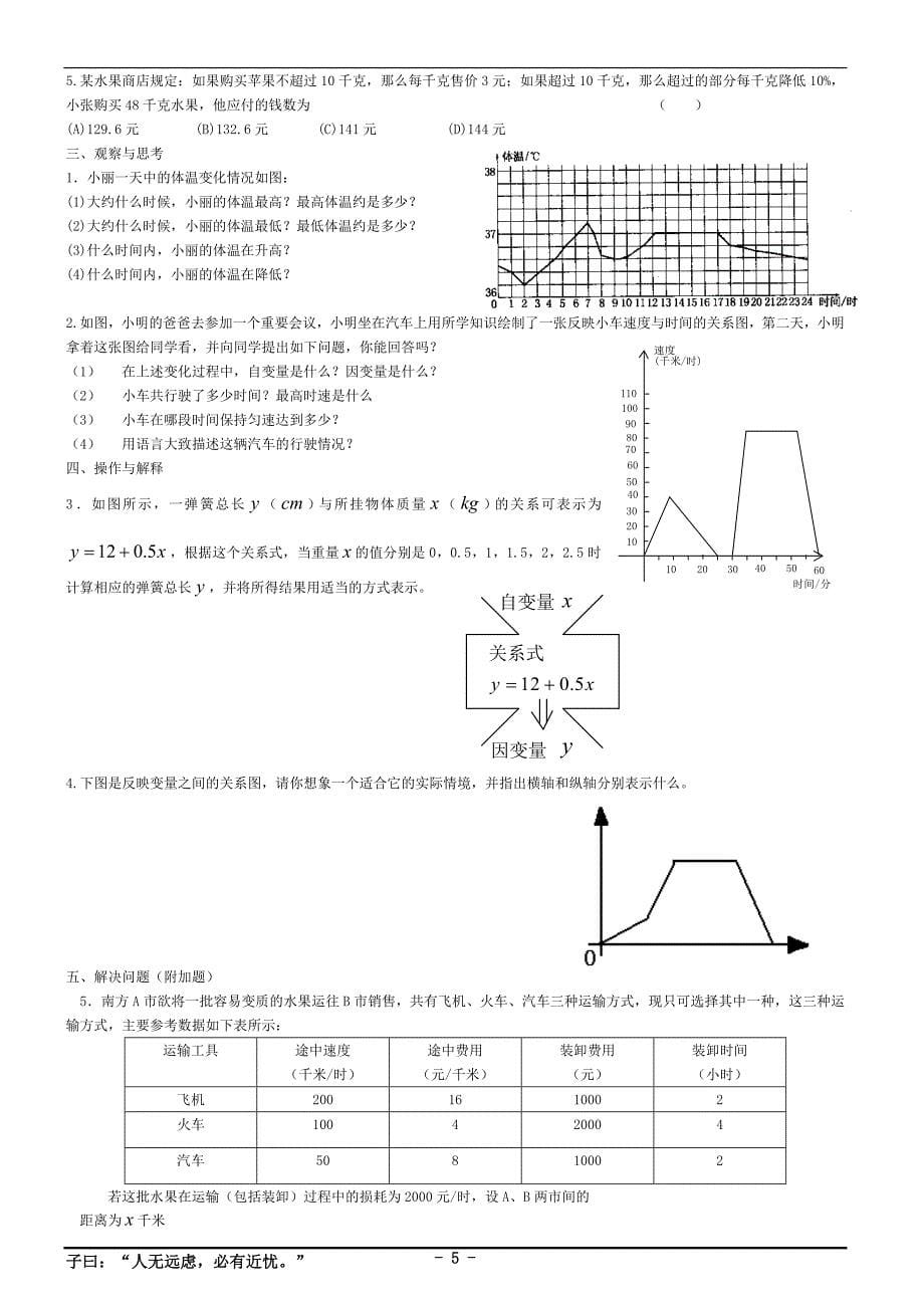 变量之间的关系单元复习题_第5页