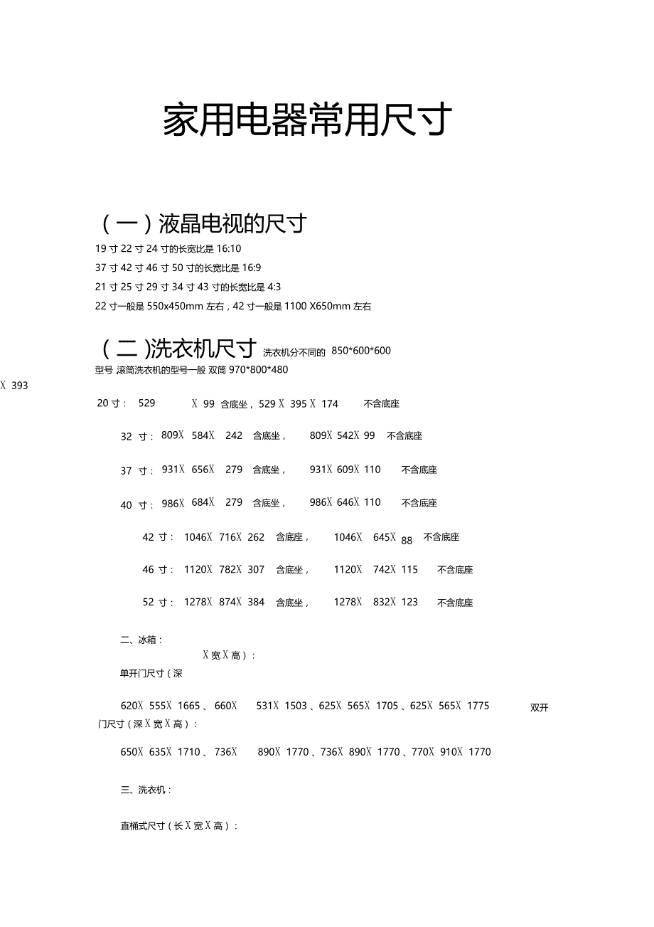 家用电器常用尺寸_第1页