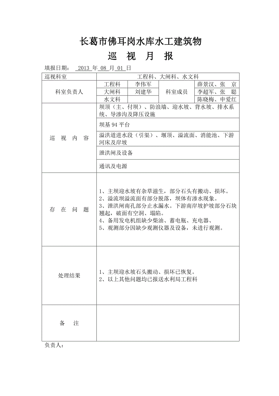 水工建筑物巡视月报_第5页