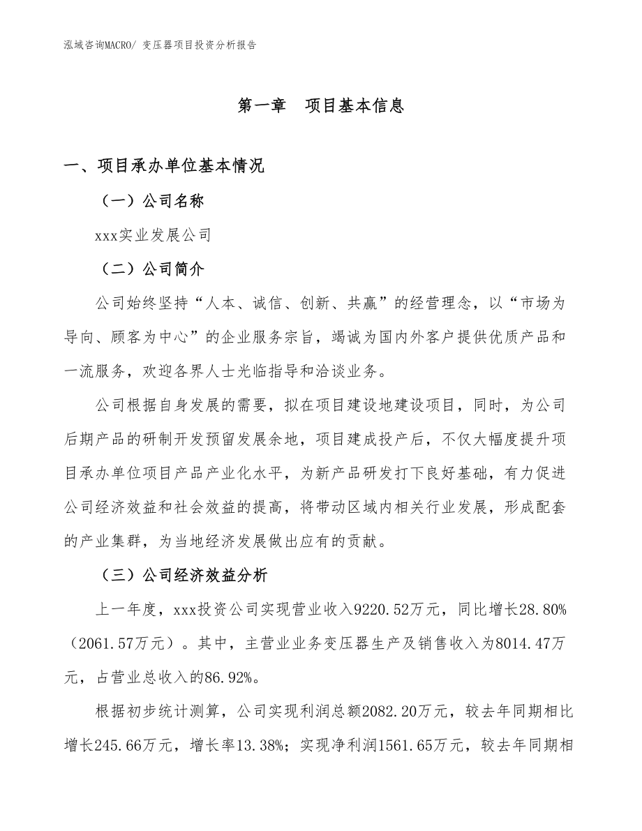 变压器项目投资分析报告_第4页