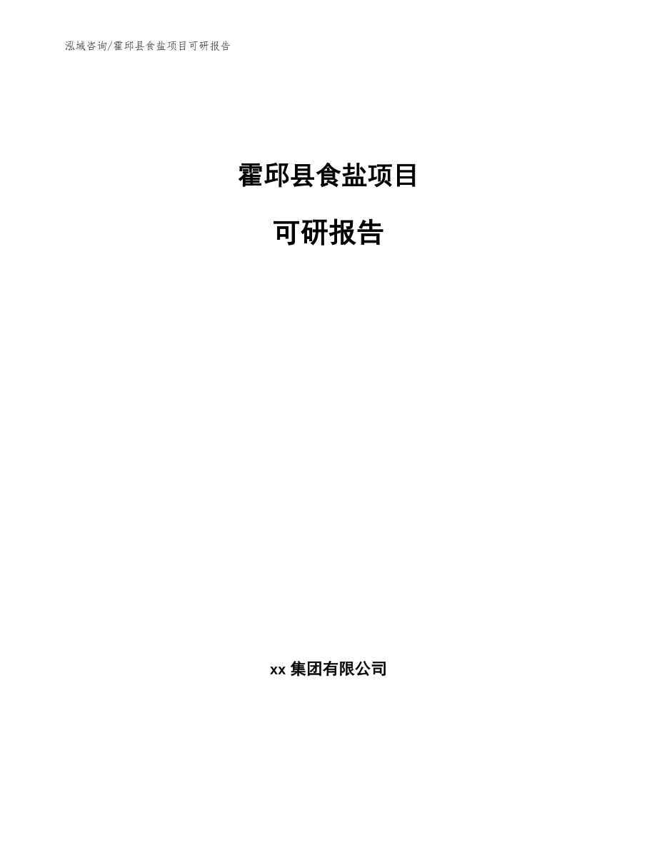 霍邱县食盐项目可研报告_参考范文_第1页