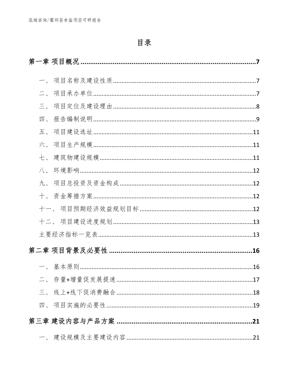 霍邱县食盐项目可研报告_参考范文_第2页