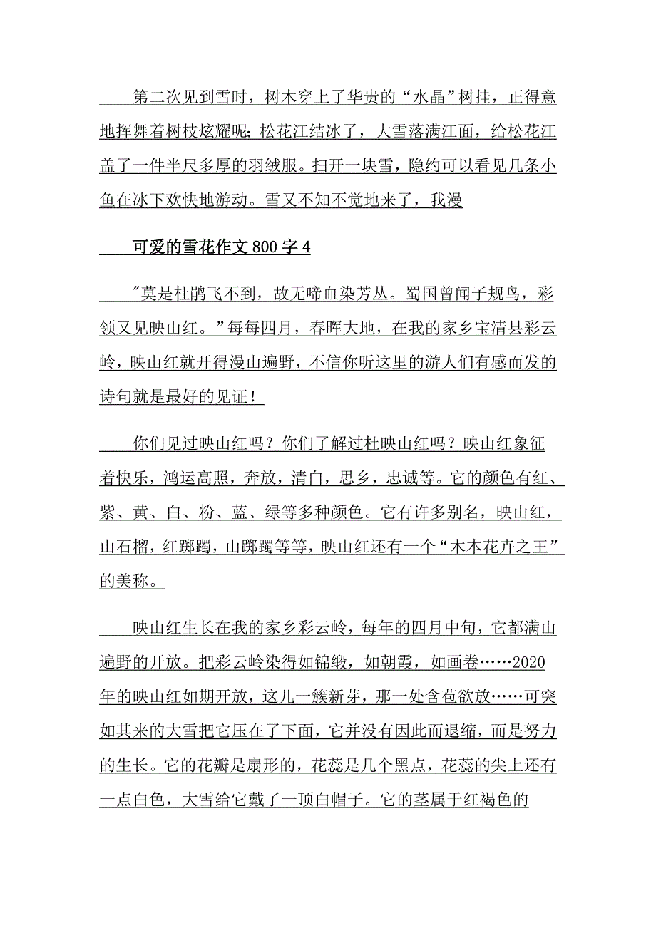 可爱的雪花作文800字_第4页