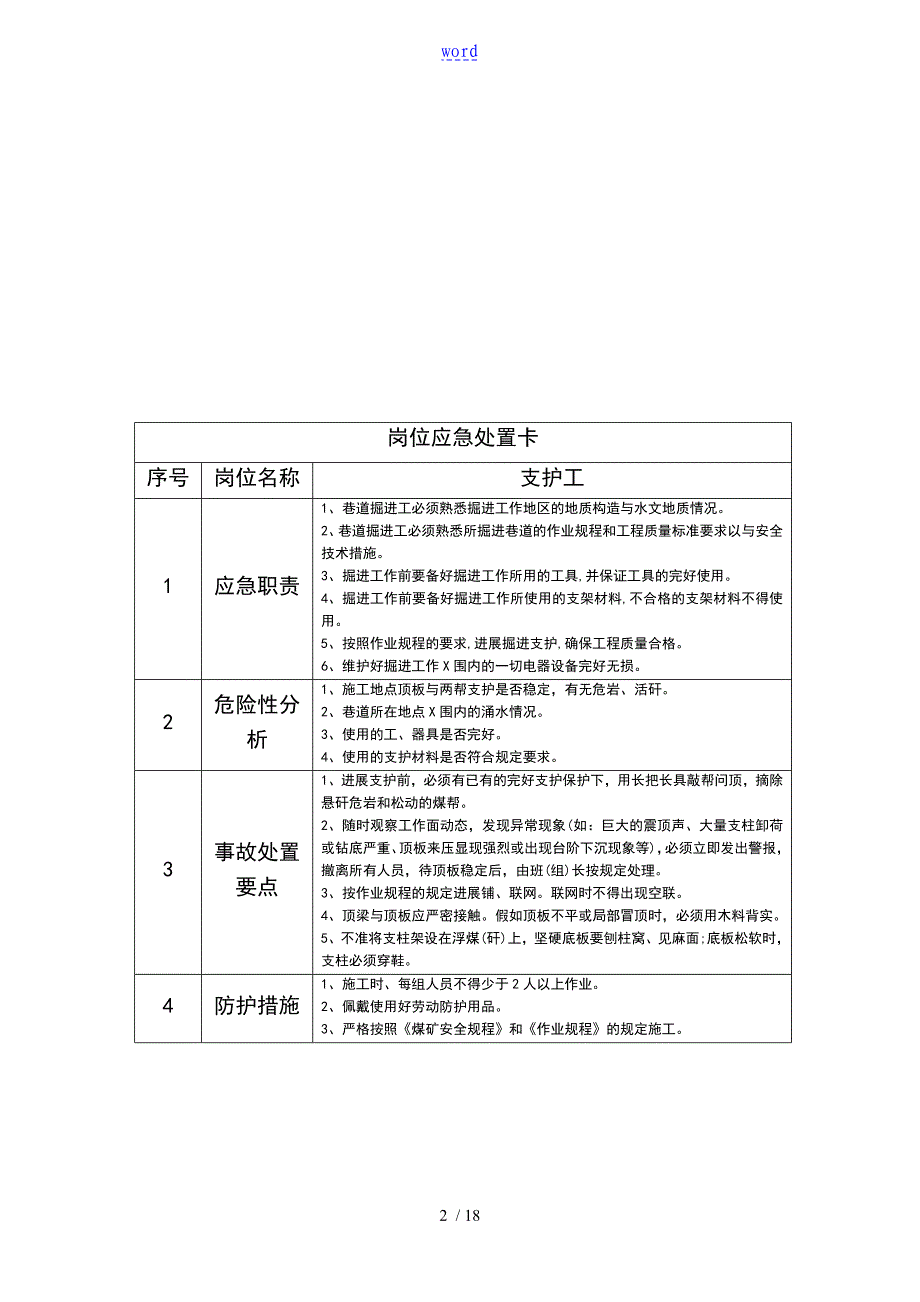 新版煤矿岗位应急处置卡_第2页