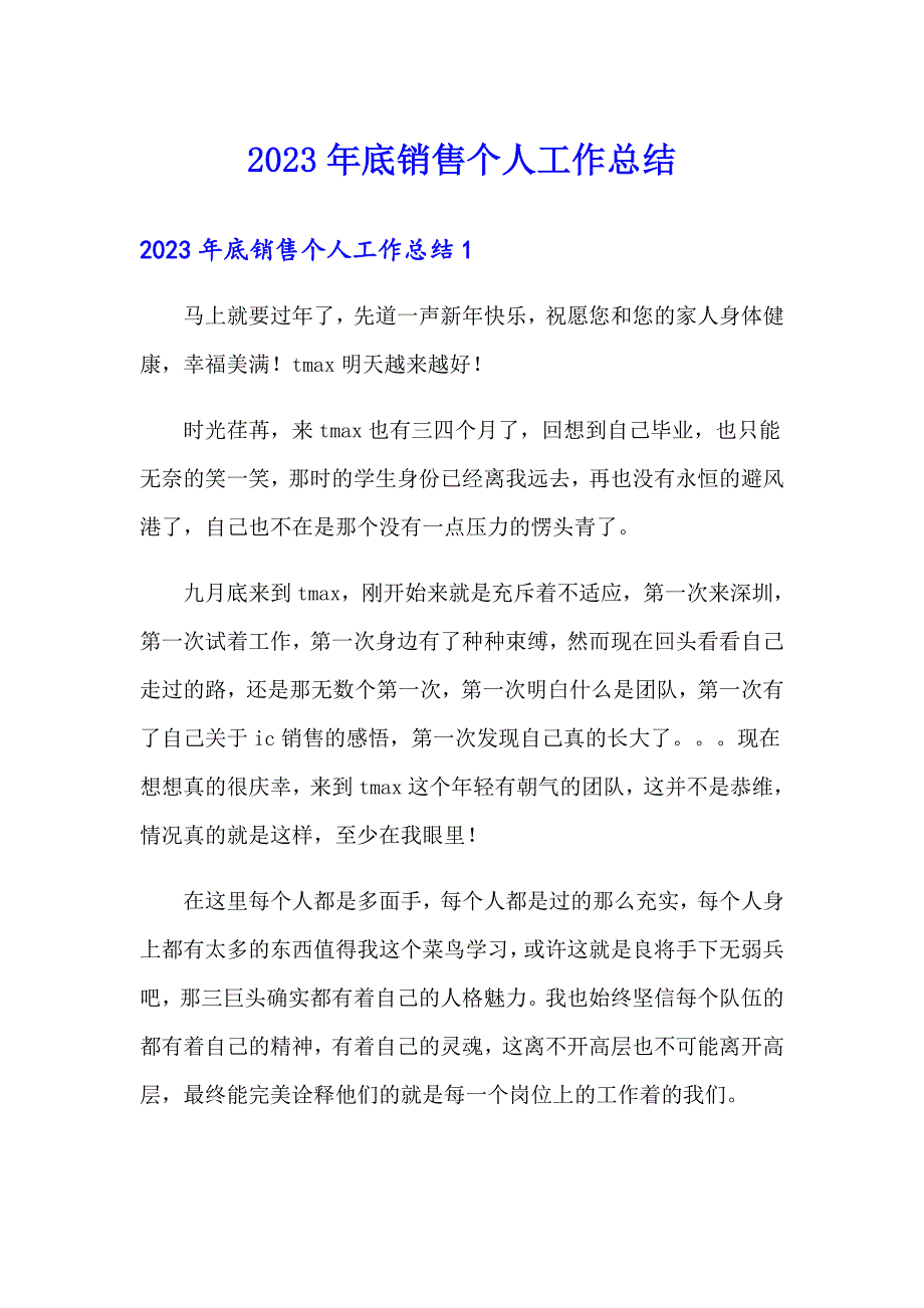 2023年底销售个人工作总结_第1页