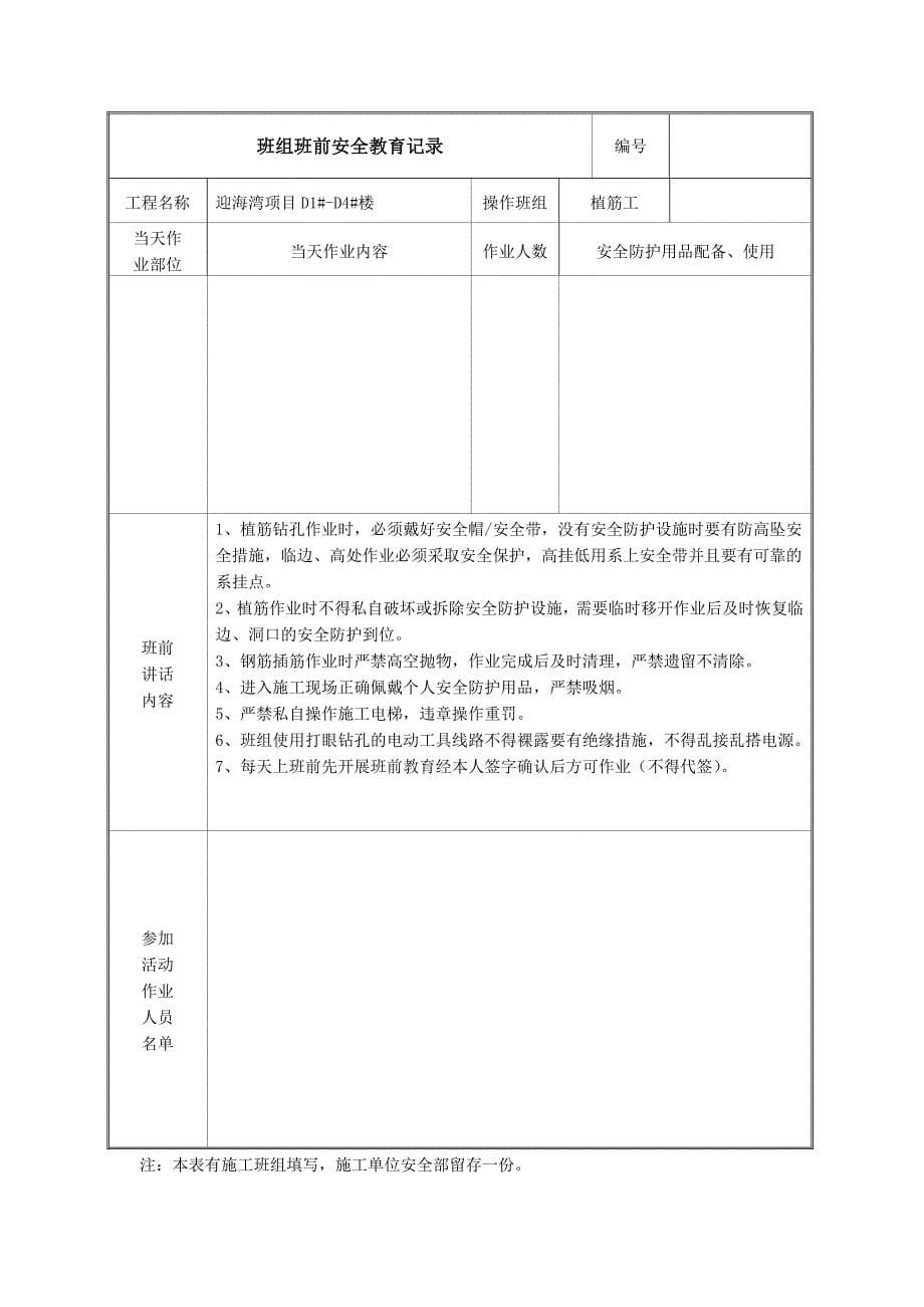 班组班前安全教育记录_第5页