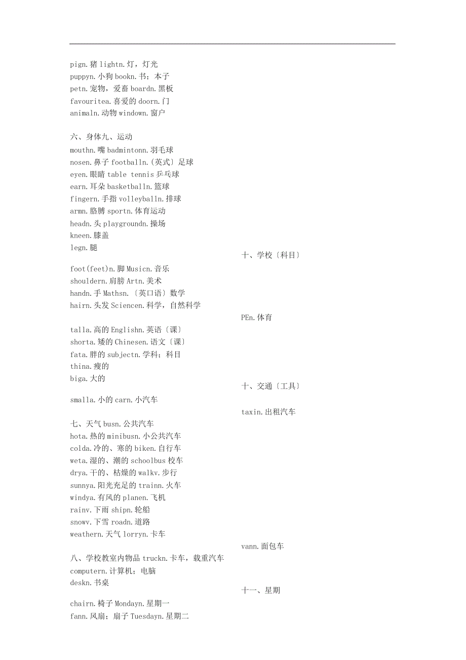 一到三年级英语单词分类整理_第2页