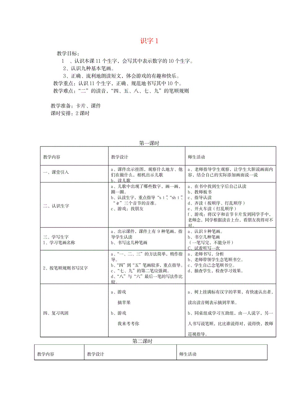 一年级上语文教学设计(A)-识字_小学教育-小学课件_第1页