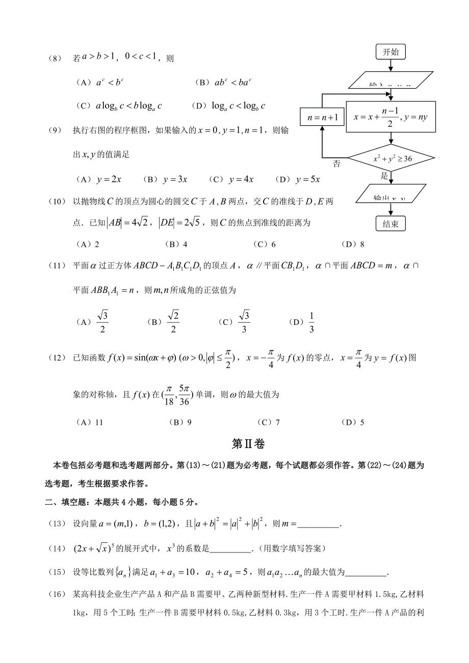 2016年高考理科数学全国1卷-含答案_第2页