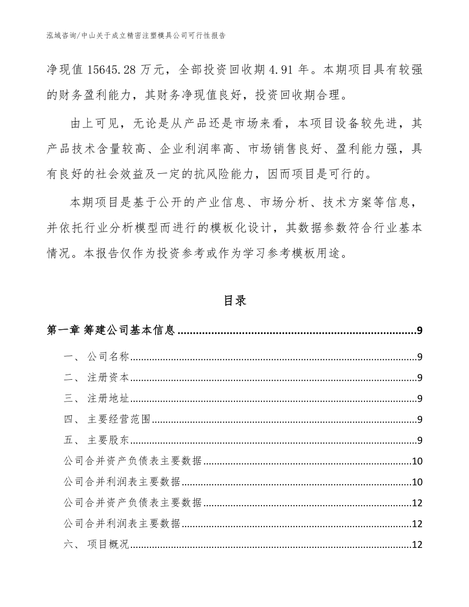 中山关于成立精密注塑模具公司可行性报告_范文_第3页