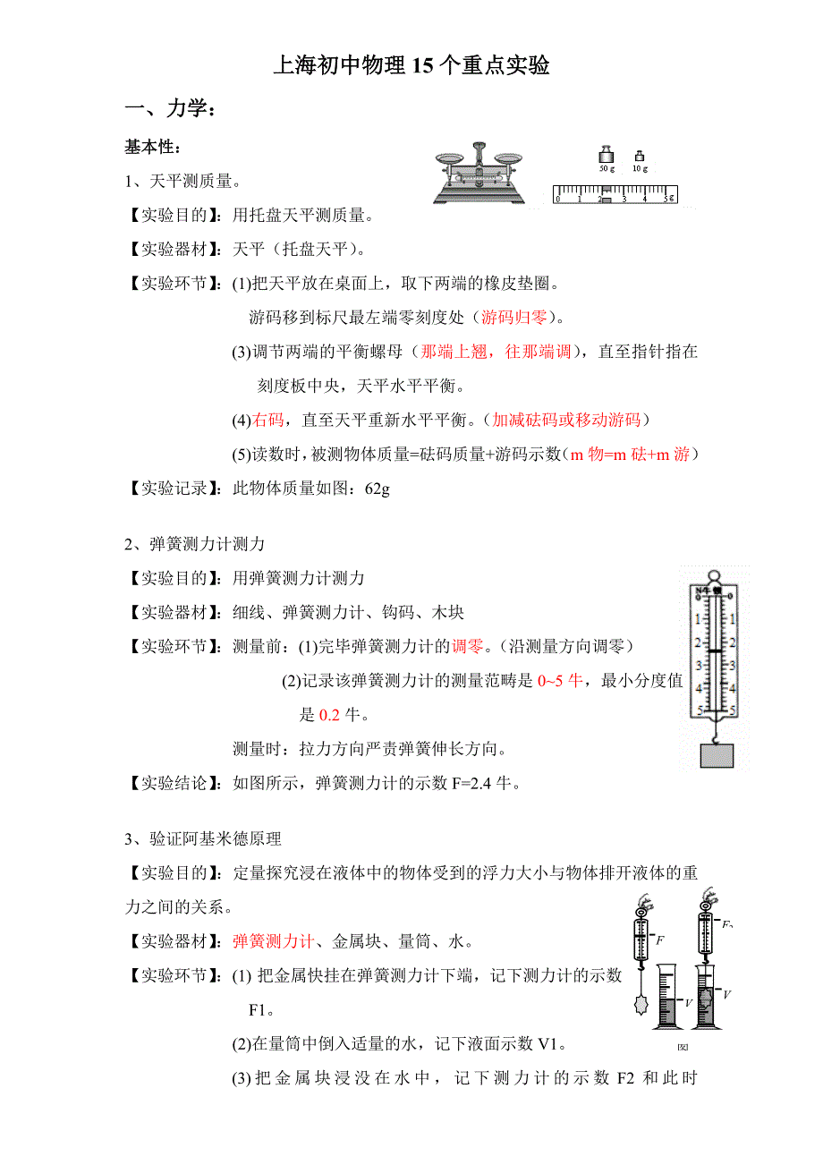 上海初中物理15个重点实验_第1页