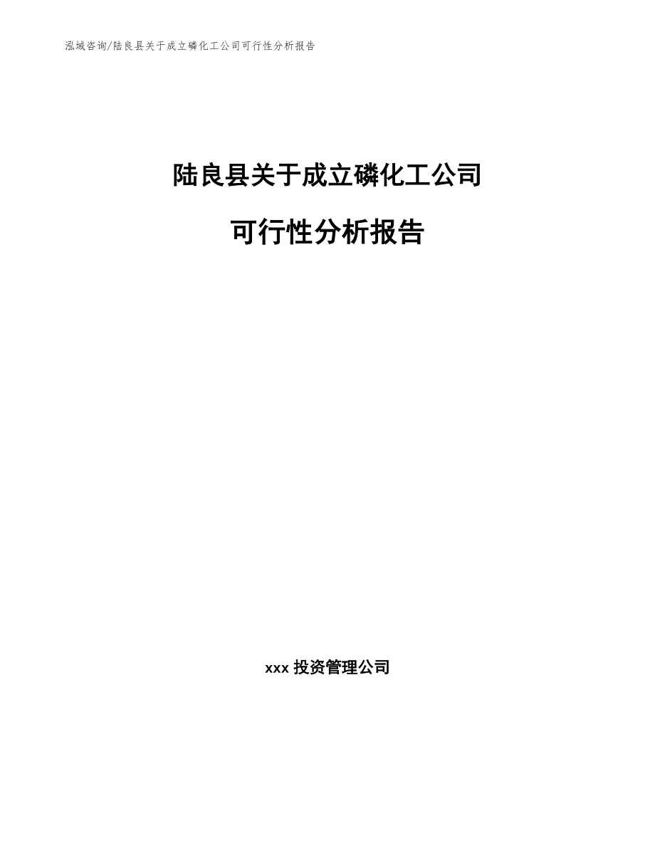 陆良县关于成立磷化工公司可行性分析报告_模板范本_第1页