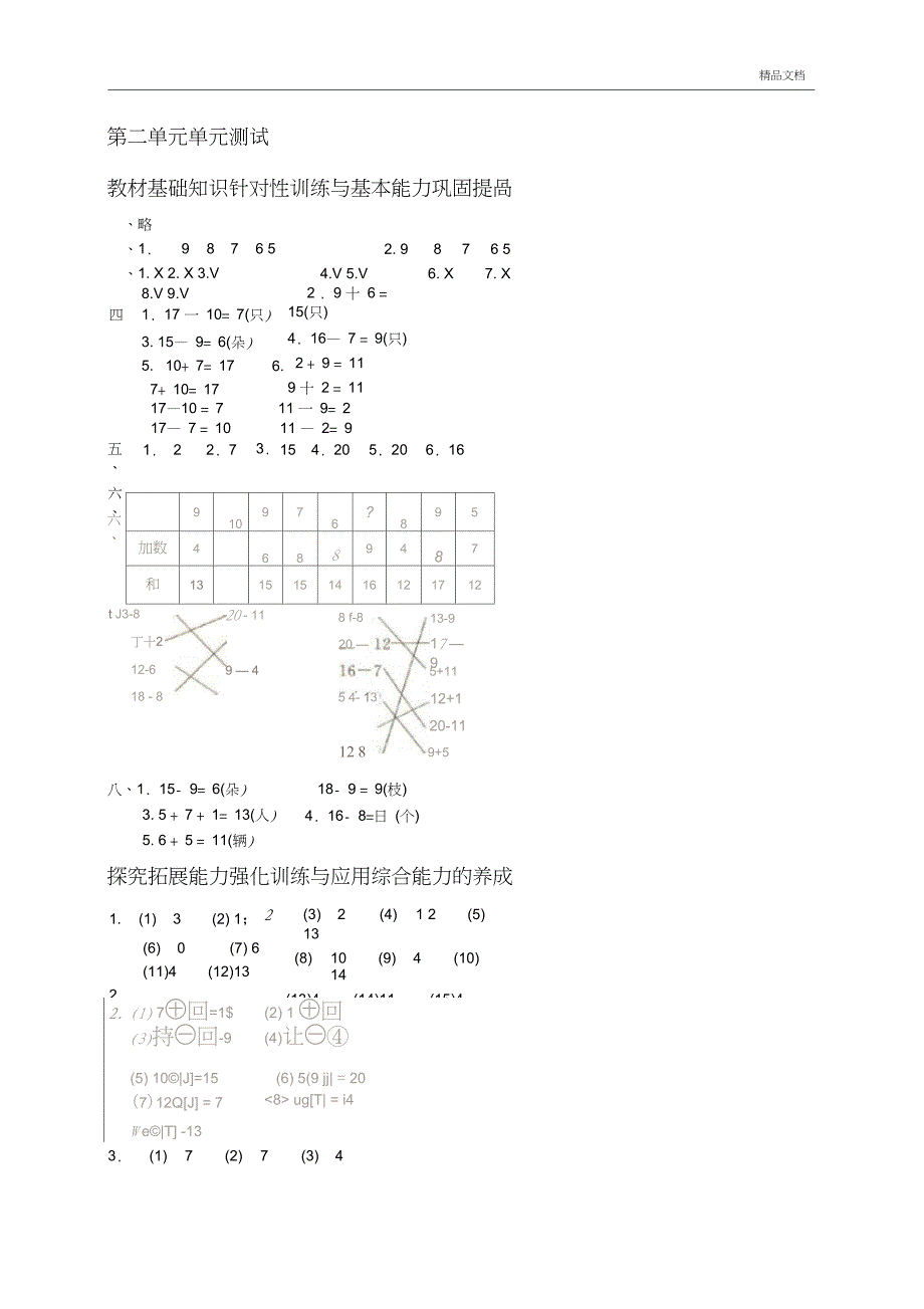 新人教版一年级数学下册第二单元测试题及答案_第5页