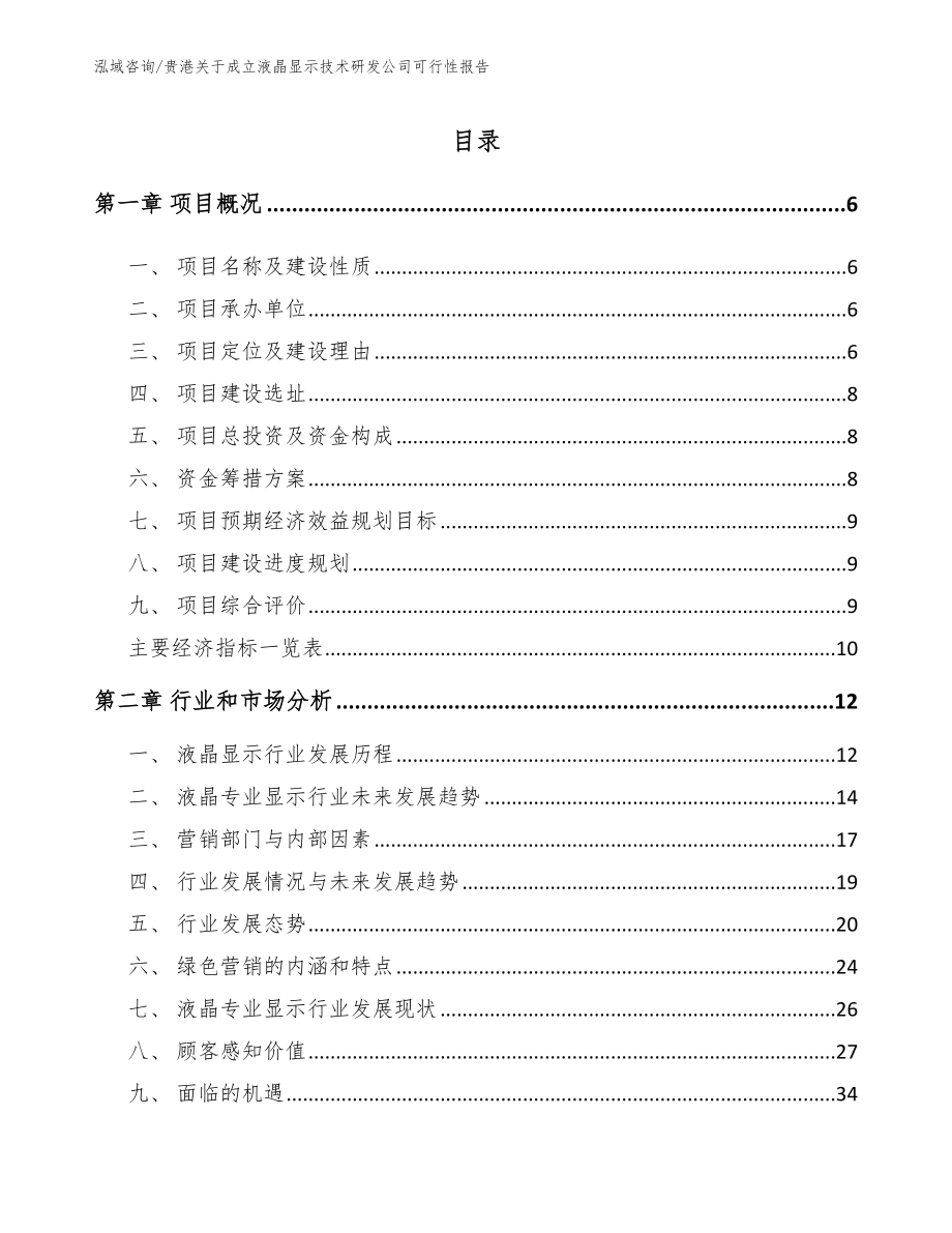 贵港关于成立液晶显示技术研发公司可行性报告（模板范本）_第1页