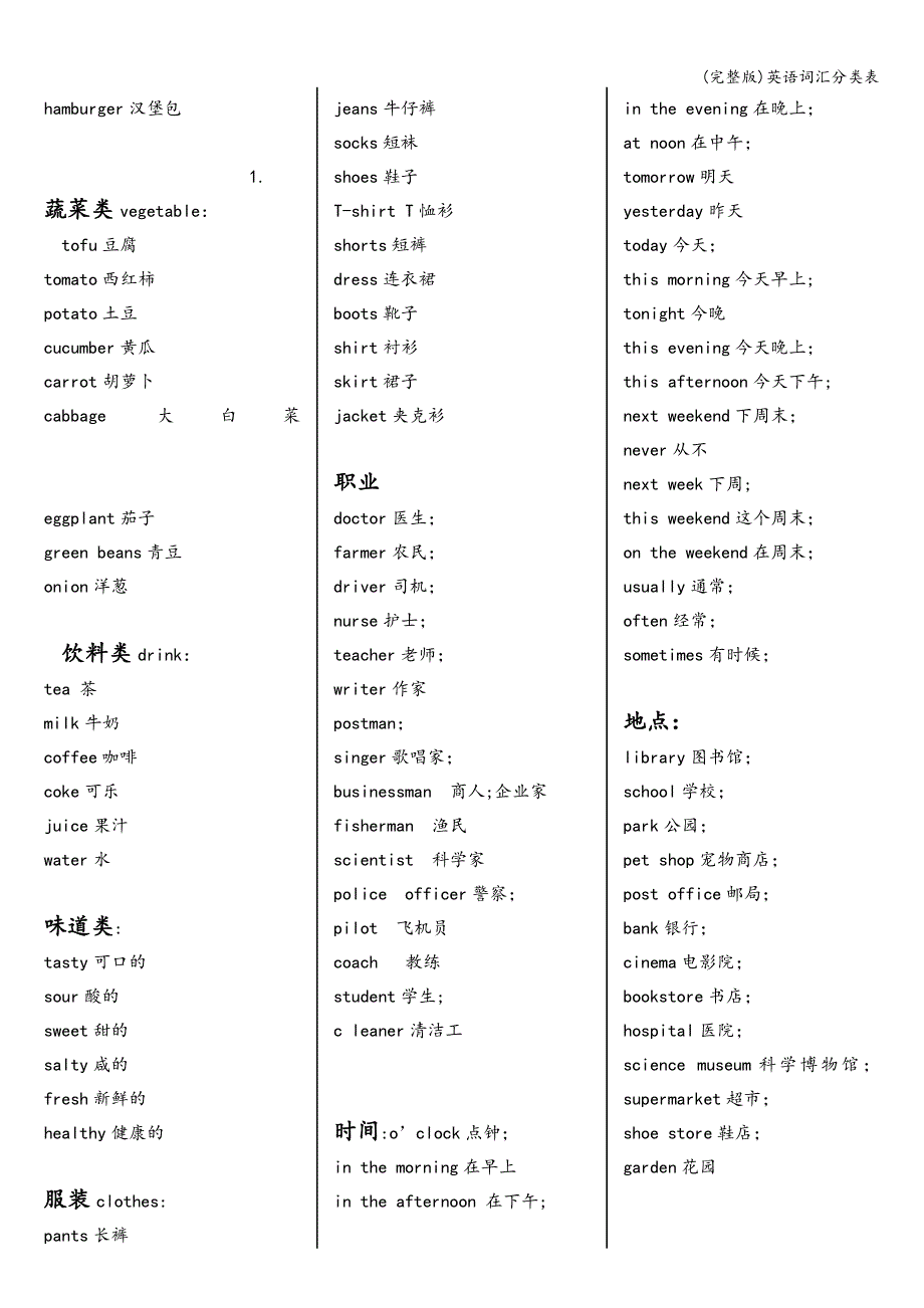 (完整版)英语词汇分类表.doc_第2页