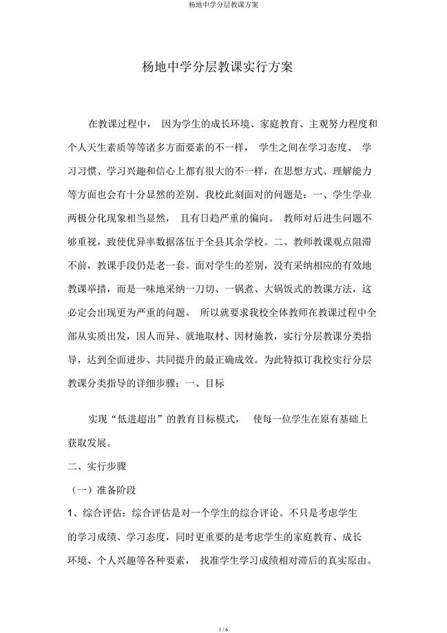 杨地中学分层教学方案.docx