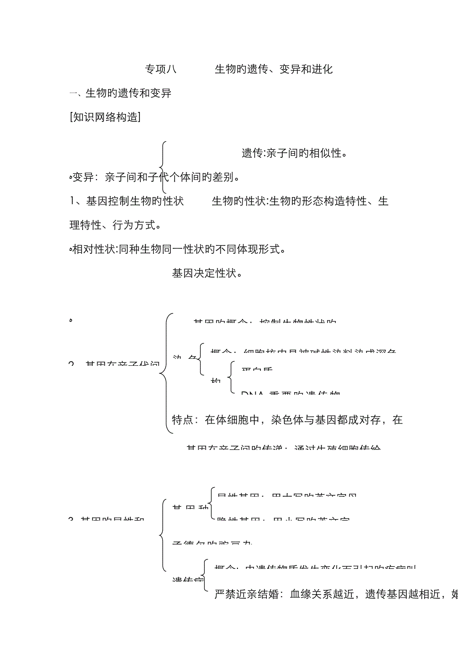 初中生物专题八遗传、变异和进化_第1页