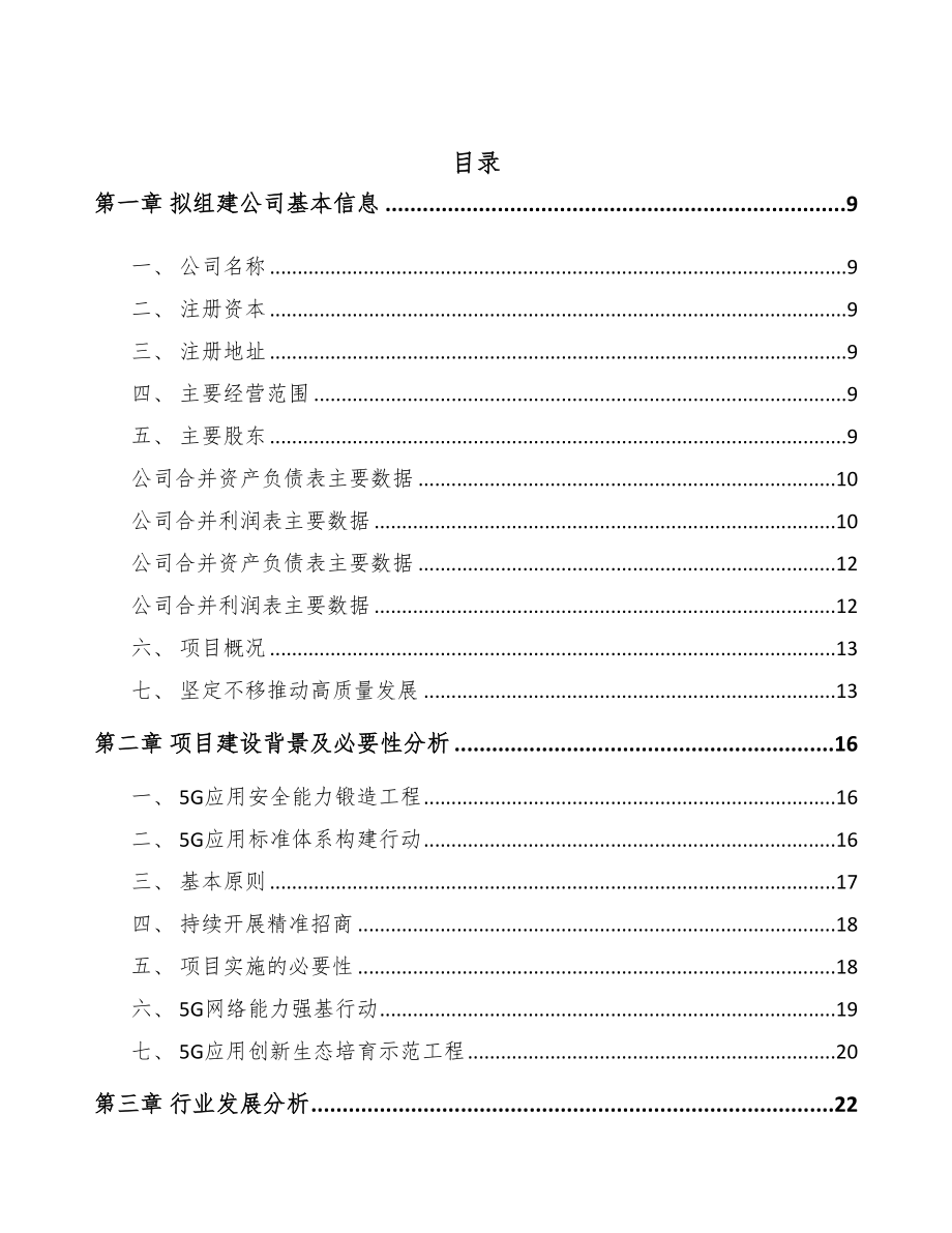 北海关于成立5G+智能采矿公司可行性研究报告(DOC 82页)_第2页