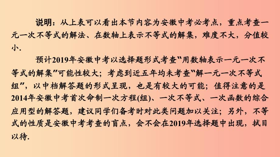 安徽省2019中考数学决胜一轮复习 第2章 方程（组）与不等式（组）第4节 不等式(组)课件.ppt_第4页