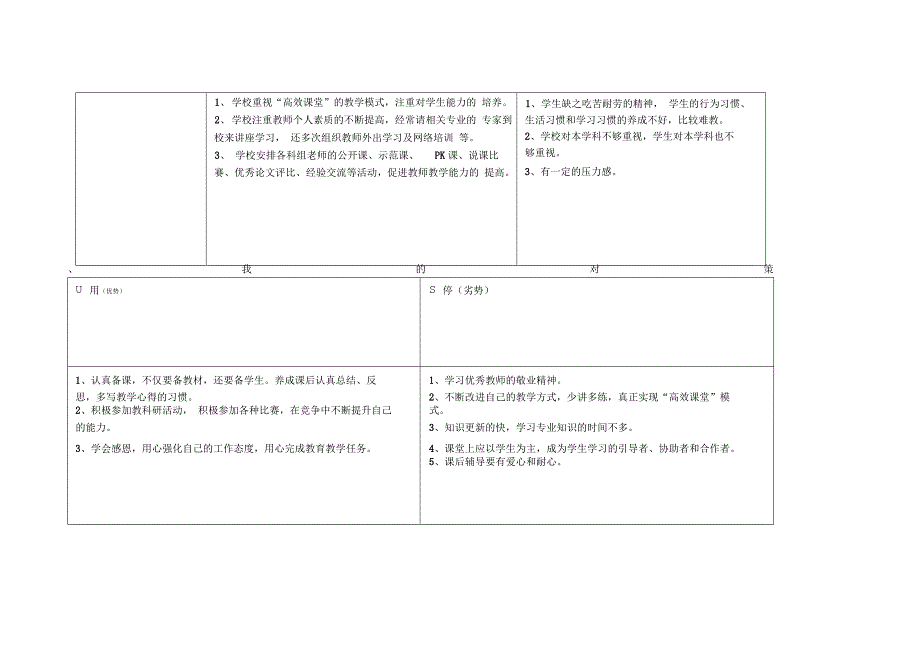 冯志琦个人自我诊断SWOT分析表_第2页