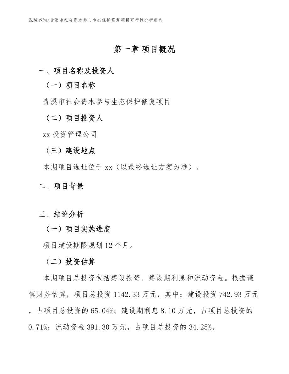 贵溪市社会资本参与生态保护修复项目可行性分析报告模板_第5页