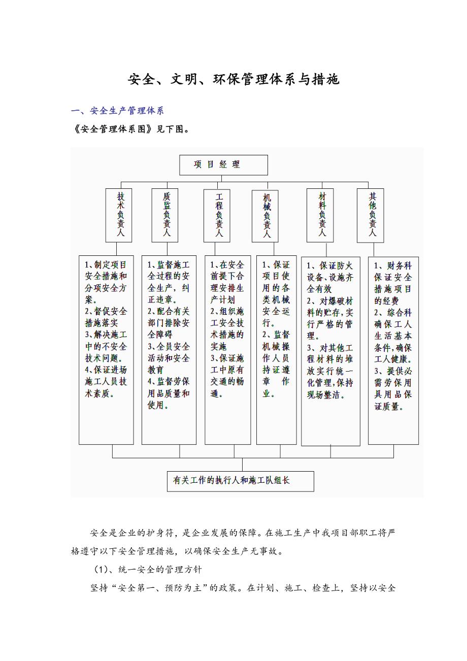 安全、文明、环保管理体系与措施_第1页