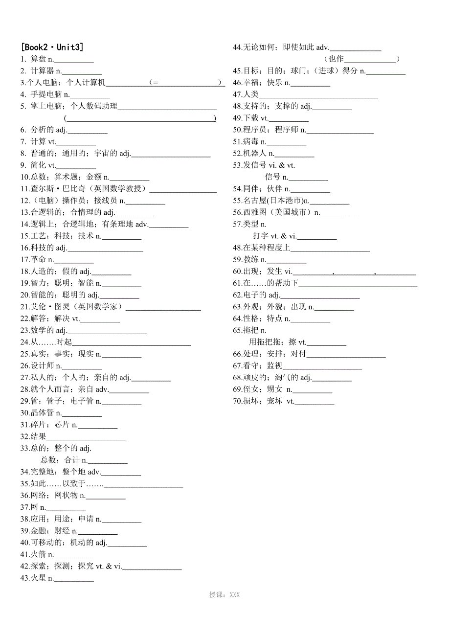 人教版高中英语必修二单词填空_第3页