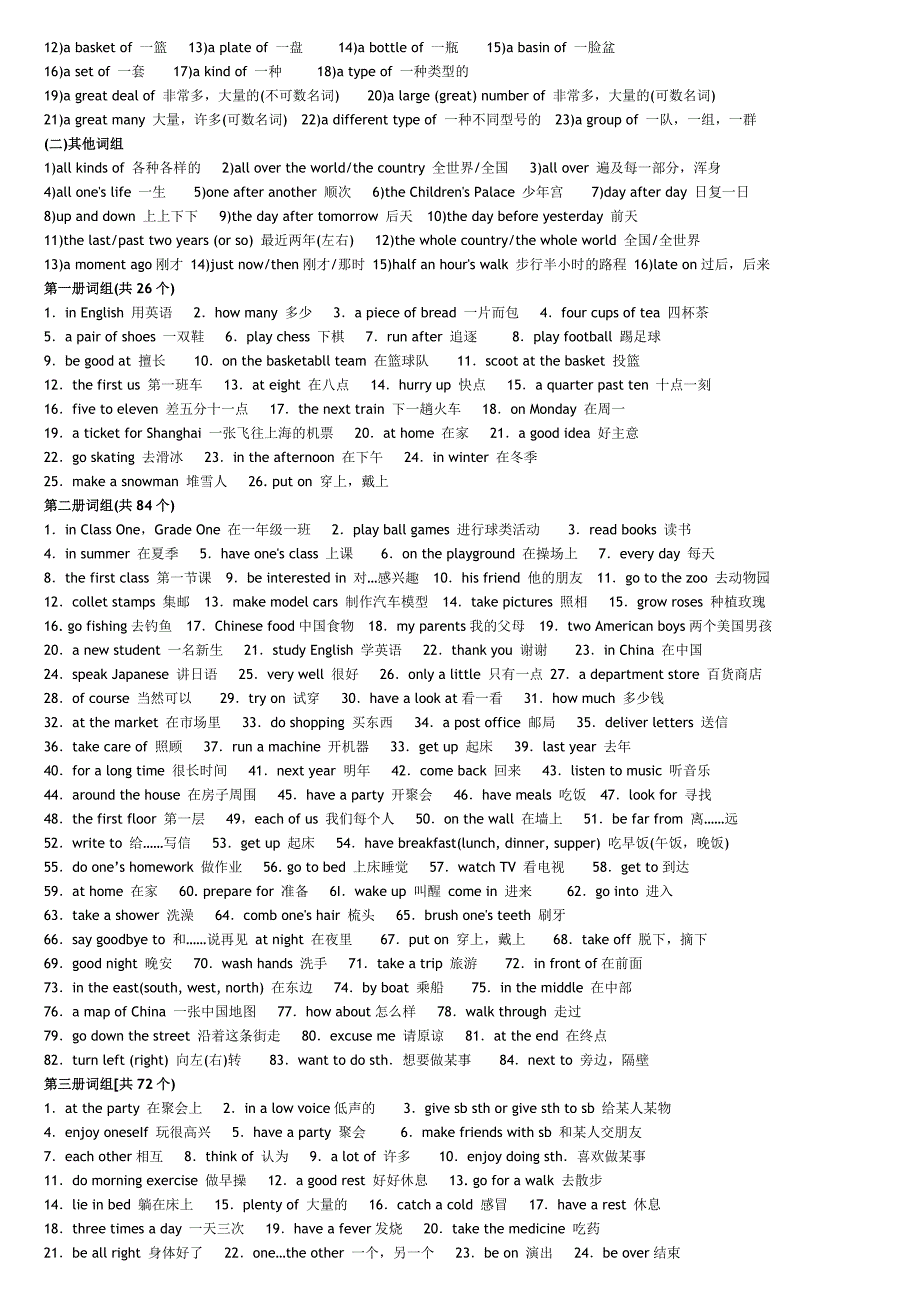 小学英语常用词组(极力推荐)_第3页