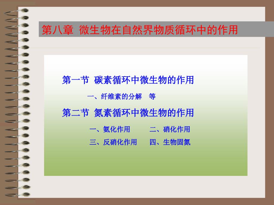 第八章微生物在自然界碳氮素循环中的作用季_第1页