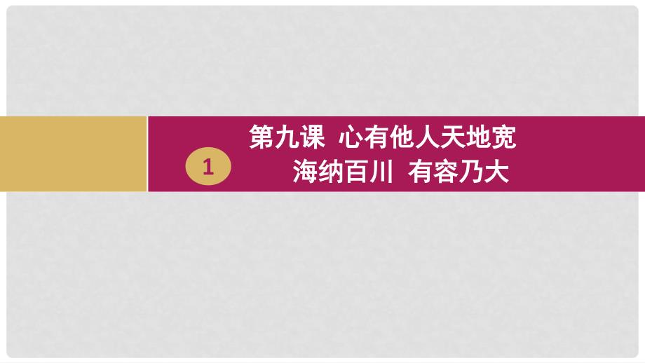 八年级政治上册 第四单元 交往艺术新思维 第九课 心有他人天地宽 第一框海纳百川 有容乃大课件2 新人教版_第1页