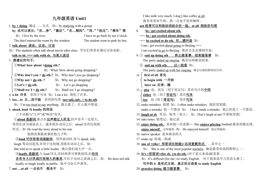 九年级英语期末复习资料1-12单元.doc_第1页