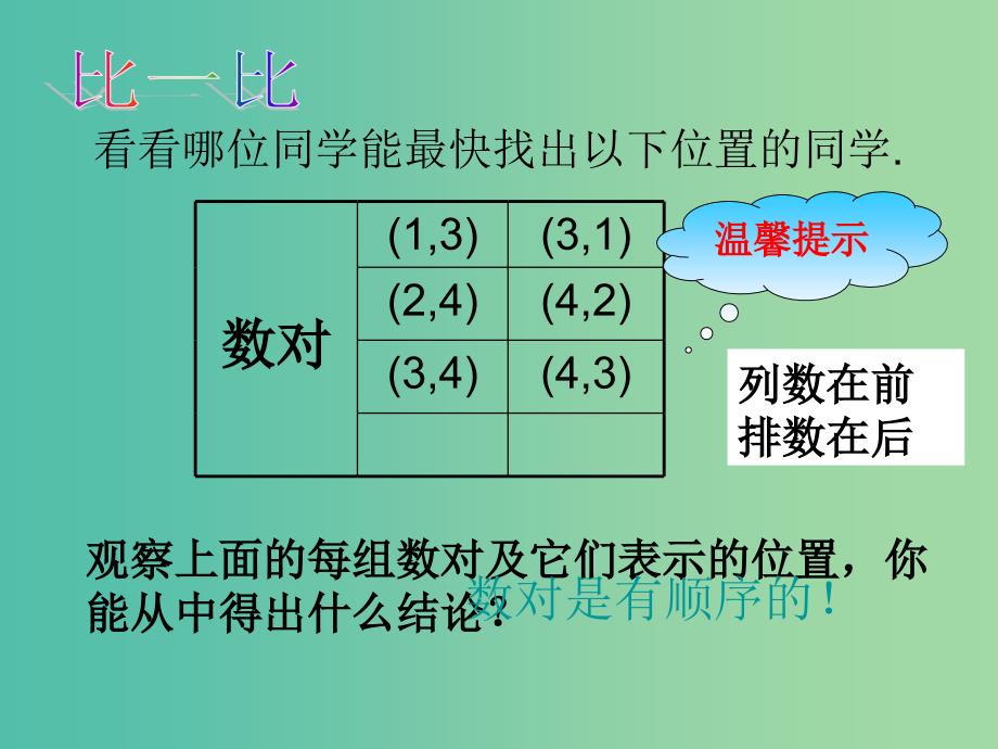 七年级数学下册《7.1.1 有序数对》课件 （新版）新人教版.ppt_第4页