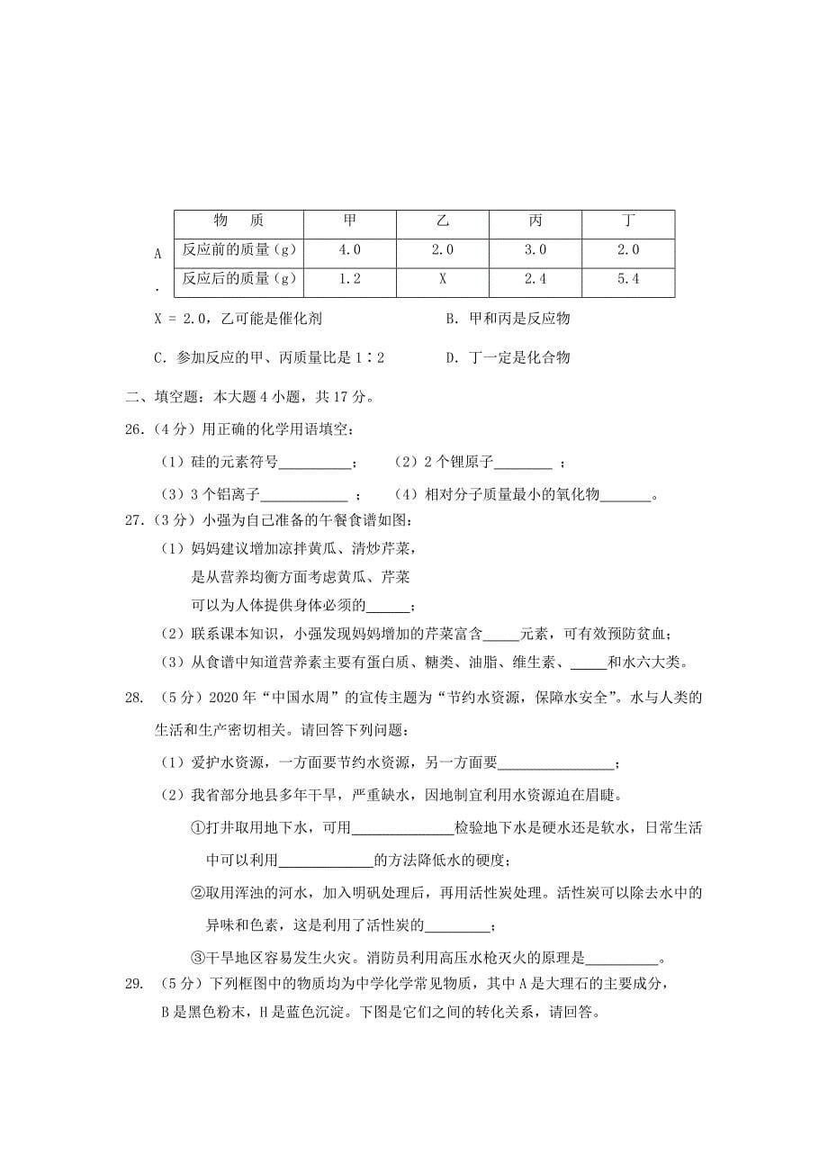 2020年甘肃省兰州市中考化学真题及答案_第5页