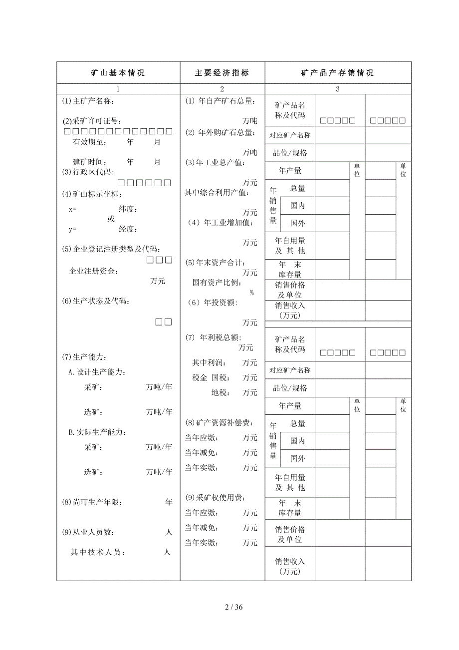 年度固体矿产资源统计基础表.doc_第2页