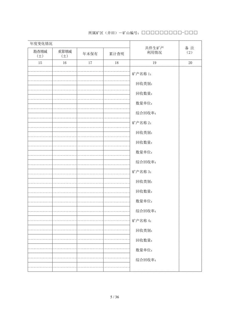 年度固体矿产资源统计基础表.doc_第5页