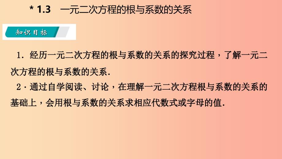 2019年秋九年级数学上册 1.3 一元二次方程的根与系数的关系导学课件（新版）苏科版.ppt_第2页