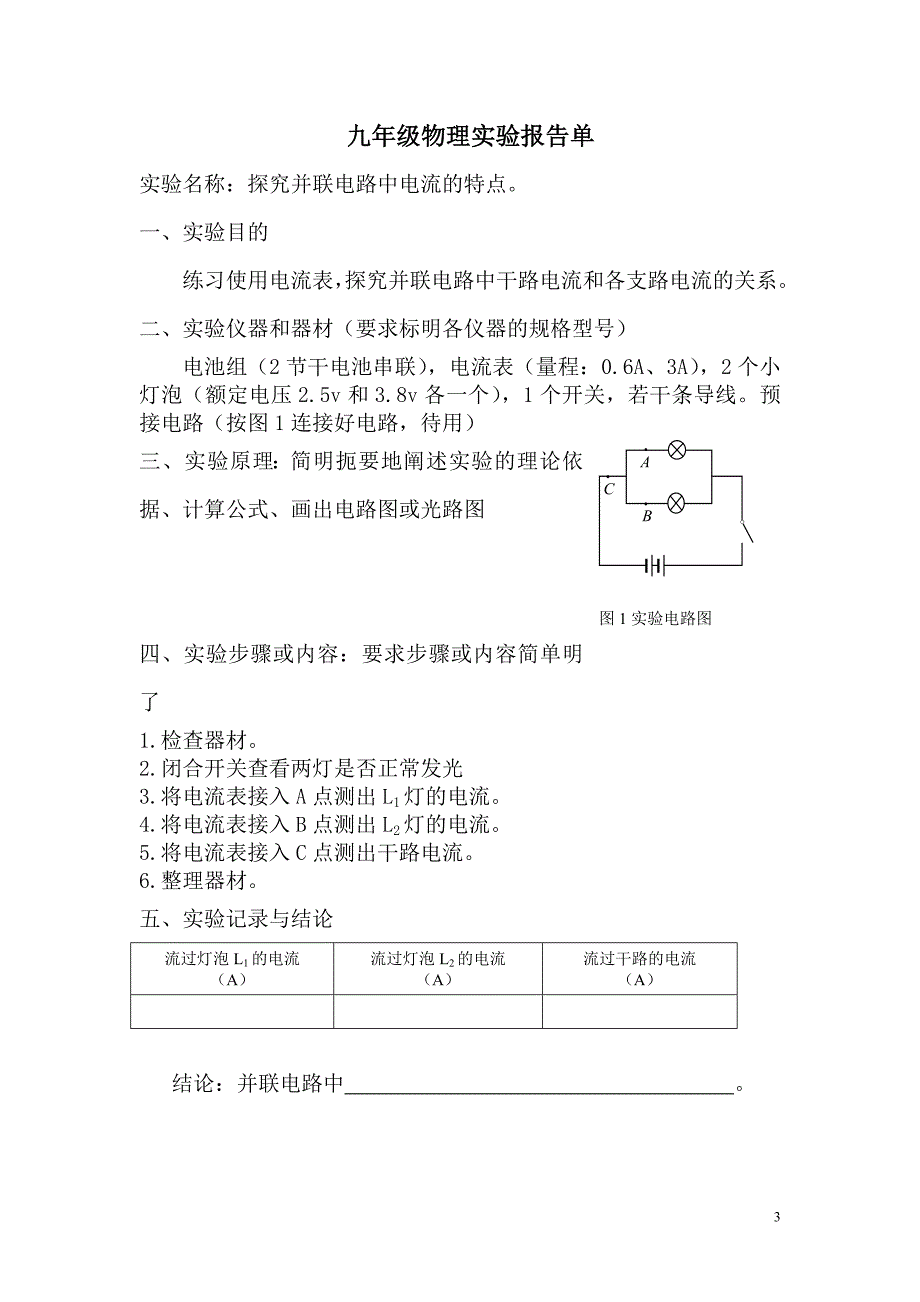 九年级物理实验报告单_第3页