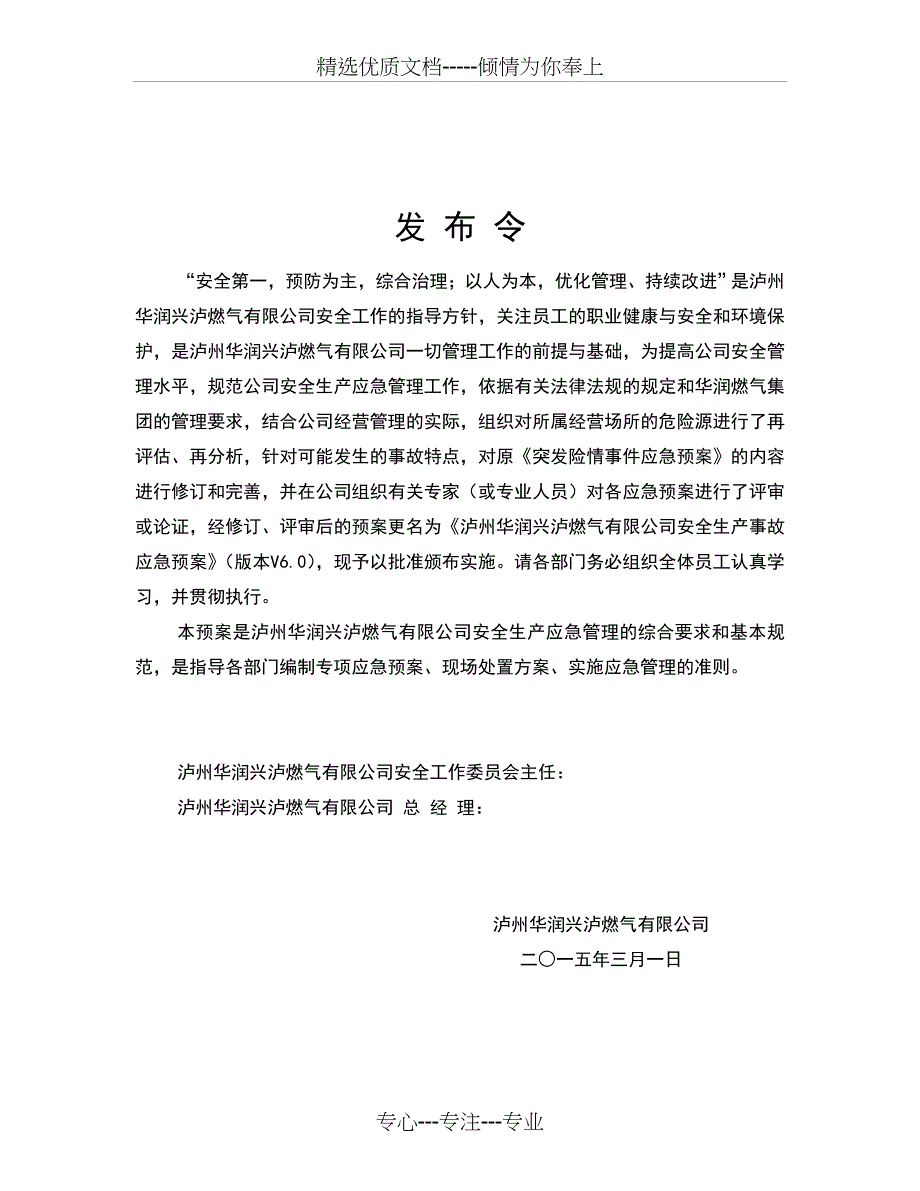 燃气公司安全生产事故综合应急预案_第2页