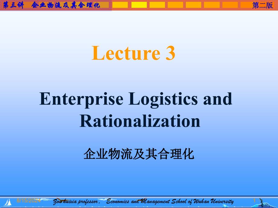 供应链物流管理03EnterpriseLogisticsandRationalization课件_第1页