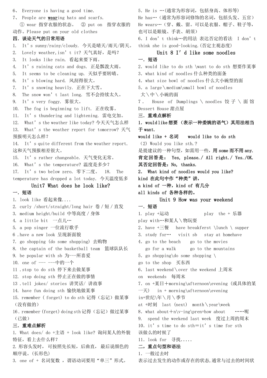 七年级英语下册英语复习提纲_第3页