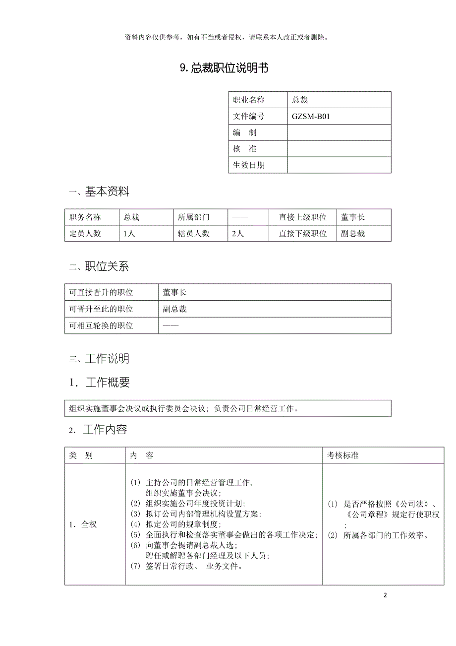 总裁职位说明书模板.doc_第2页